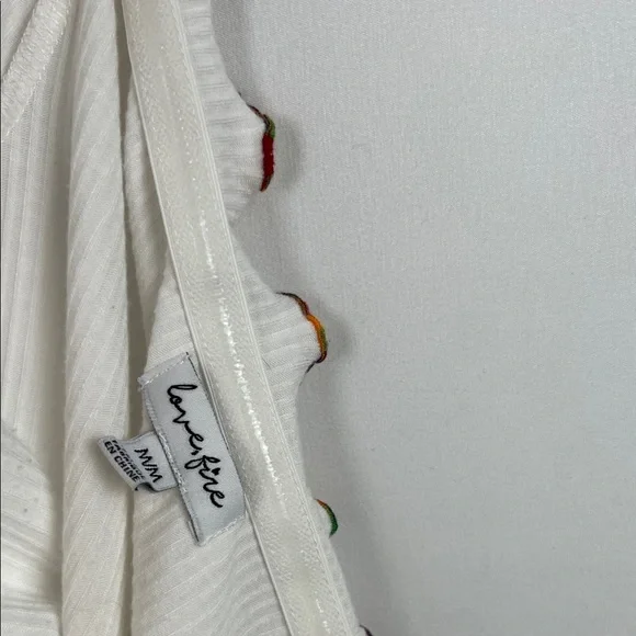 love, Fire White Rainbow Ruffled Off Shoulder Crop Top - Picture 15 of 15